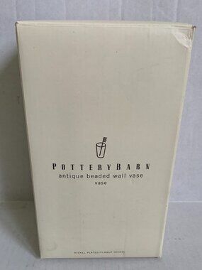 Pottery Barn Antique Beaded Wall Vase Nickel Plated Glass In Box Bath Collectio
